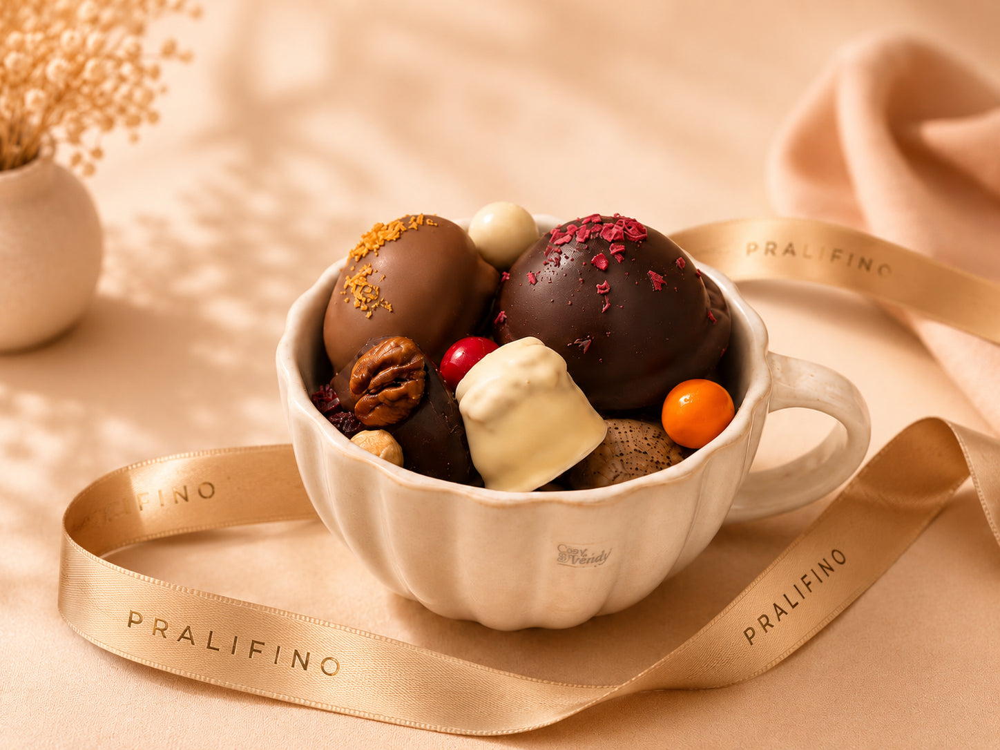 Tas Cosy&Trendy gevuld met +/- 290gr chocolade